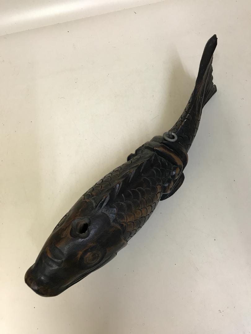 Jizai kagi Hook Folk art wooden fish carp crosspiece hearth