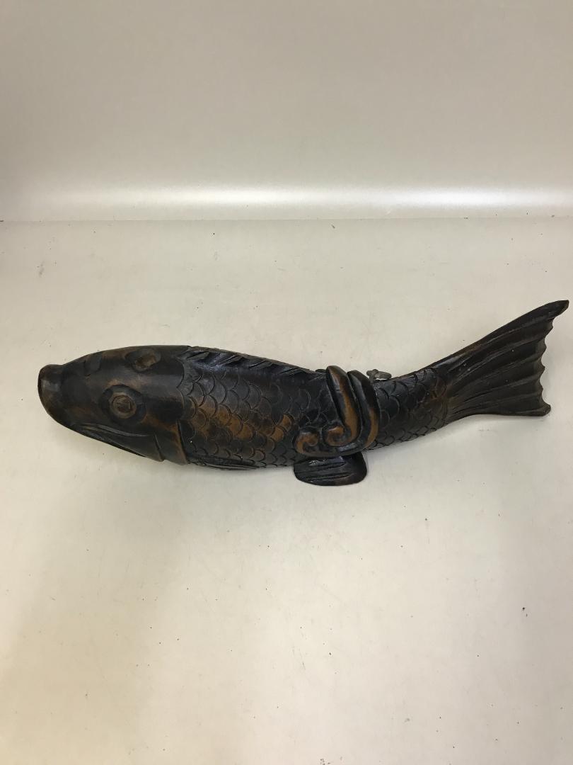 Jizai kagi Hook Folk art wooden fish carp crosspiece hearth
