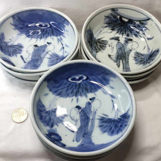 10 pieces of Koimari ware Kuai plate dyed person figure