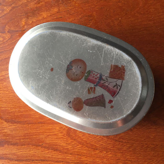 Mandarin orange kokeshi aluminum bento box